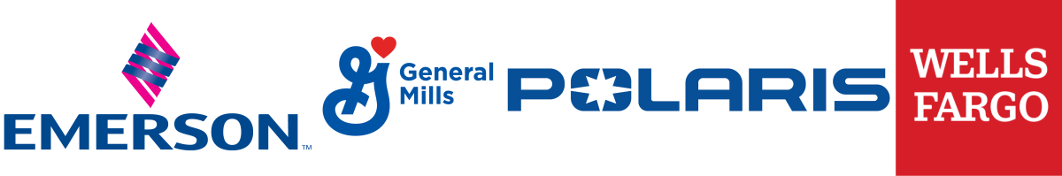 Emerson, General Mills, Polaris, Wells Fargo logos
