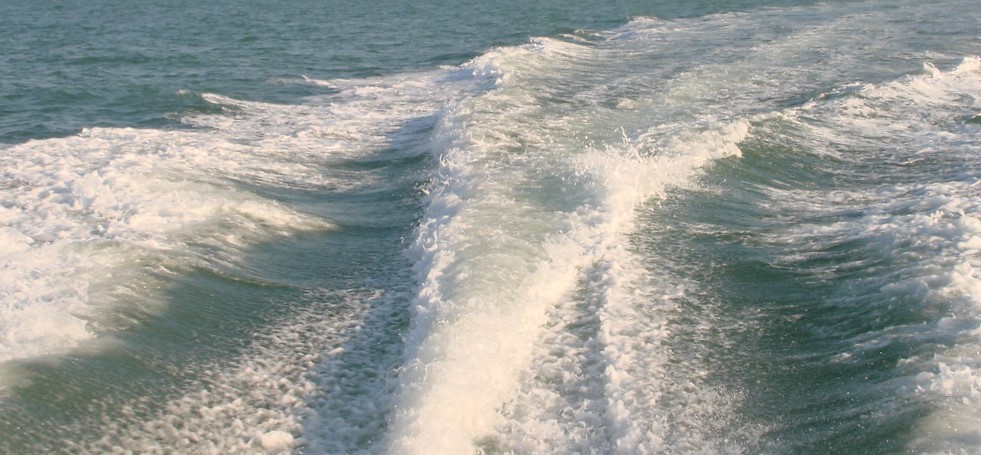 Photo of boat wake from back of boat