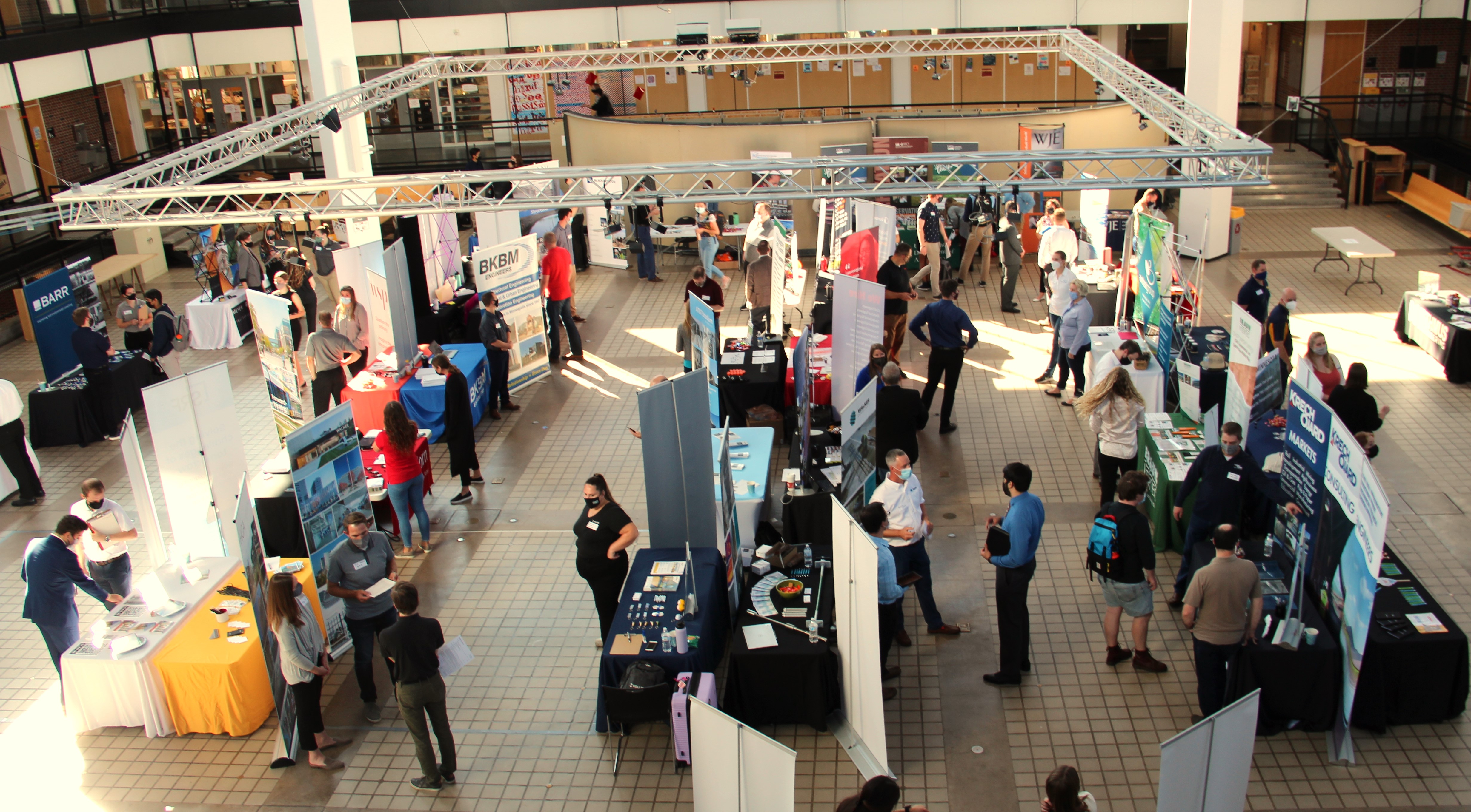 Arial view of career fair in Rapson Hall