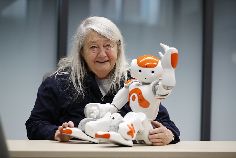 Maria Gini with a robot