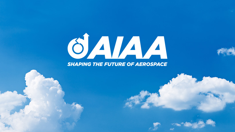 AIAA logo over a blue sky with clouds