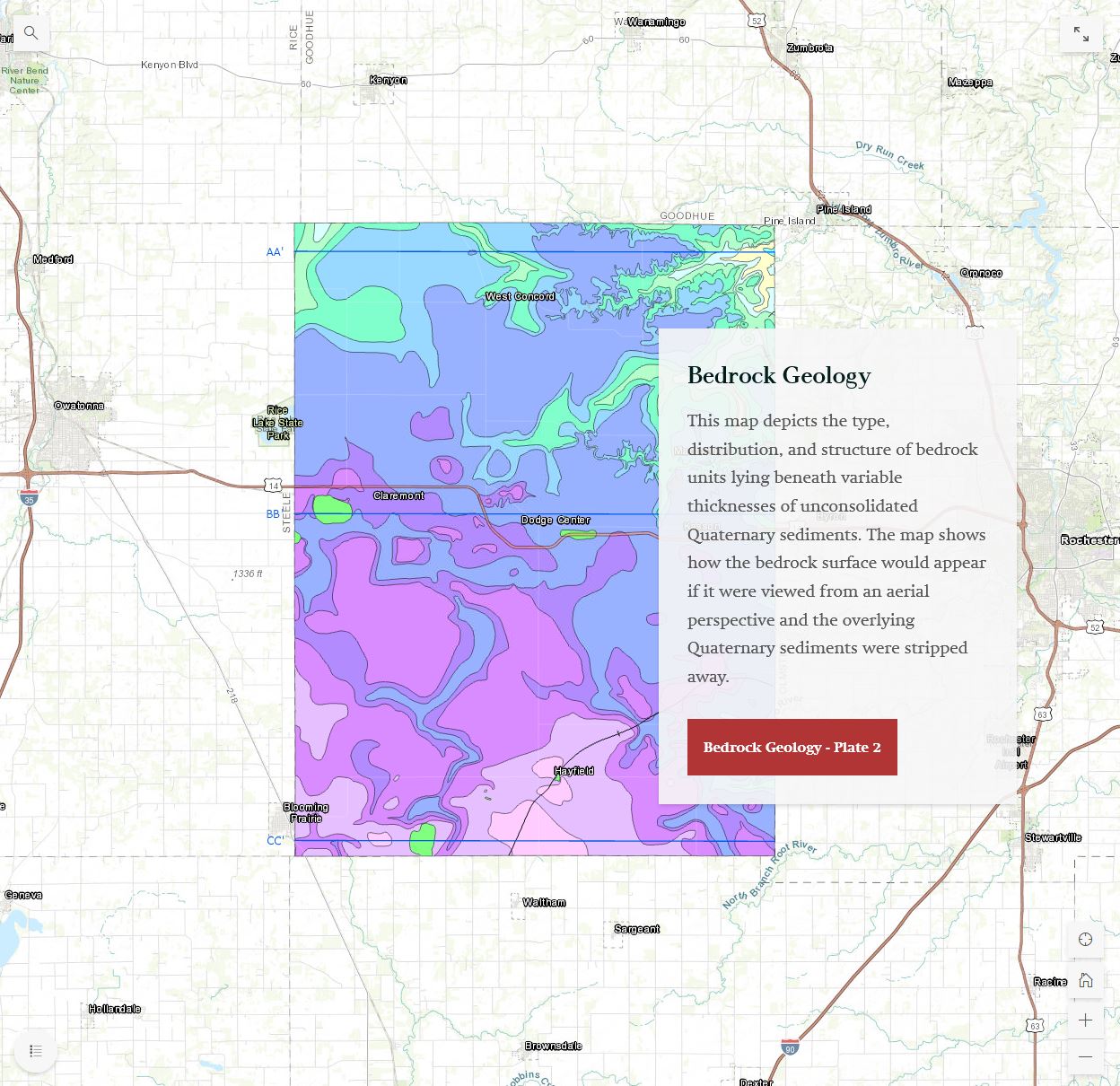 Screenshot of the Dodge County Geologic Atlas Story Map