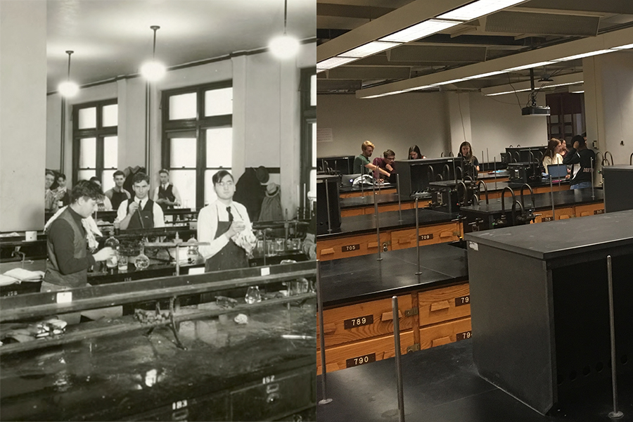 Chemistry labs 1932 and 2019