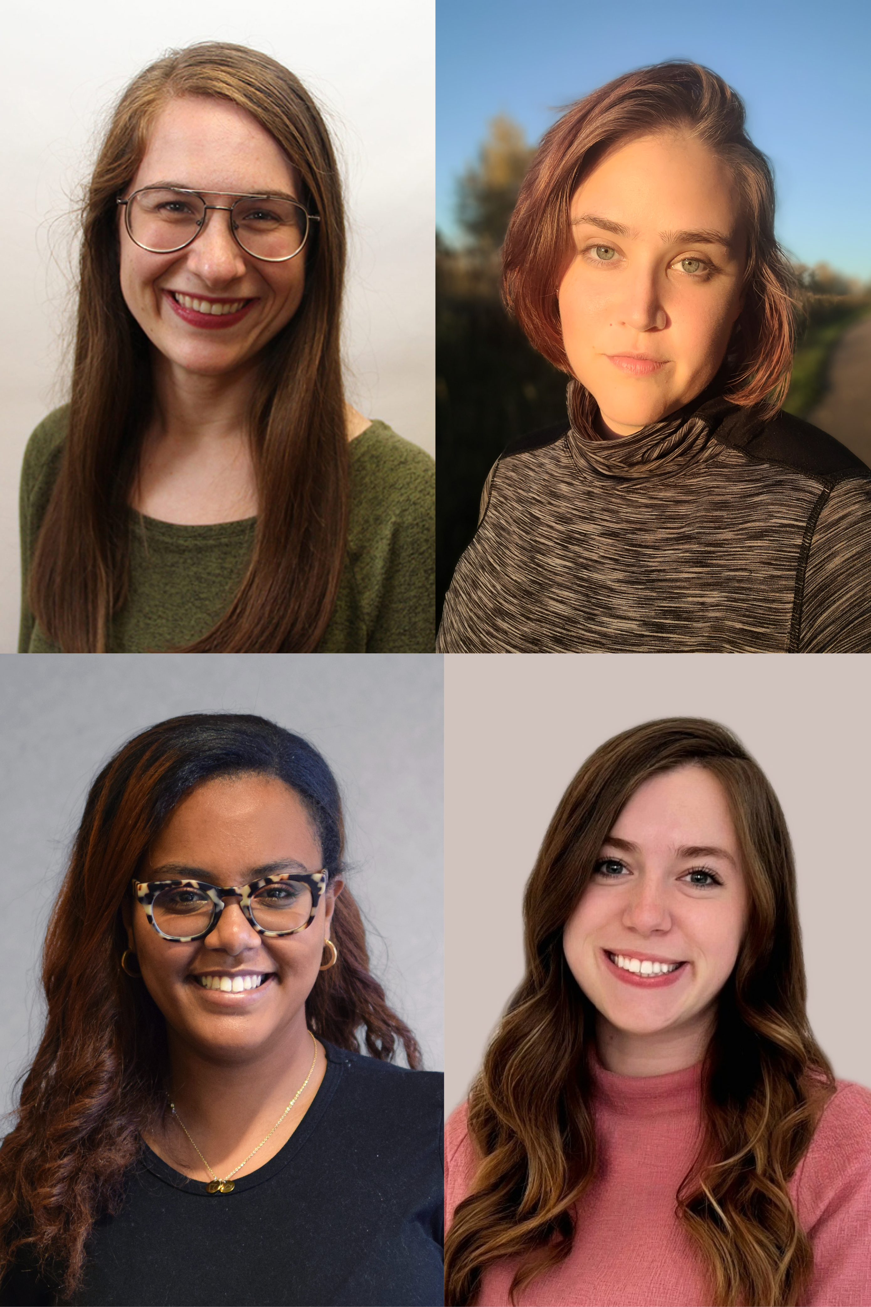 Headshots of four chemistry graduate students: Beza Tuga, Erin Plasek, Rachel Rapagnani, and Shelby Auger.