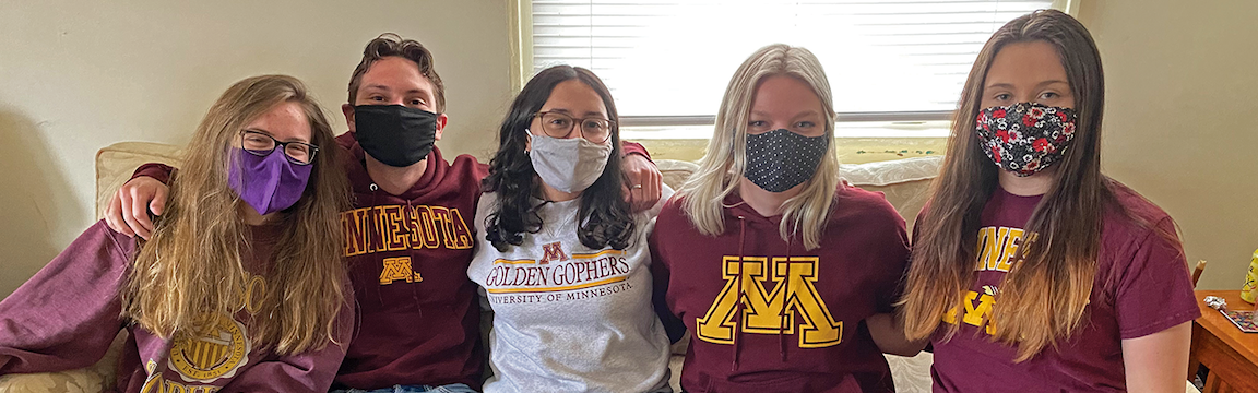 Last year, five CSE biomedical engineering seniors—from left, Lexi Kedzierski, Josh Stadler, Emma Sethi, Rachel Gasser, and Emily Chandler—invented the DuoPouch to assist in diagnosing hemorrhages, a leading cause of maternal deaths.