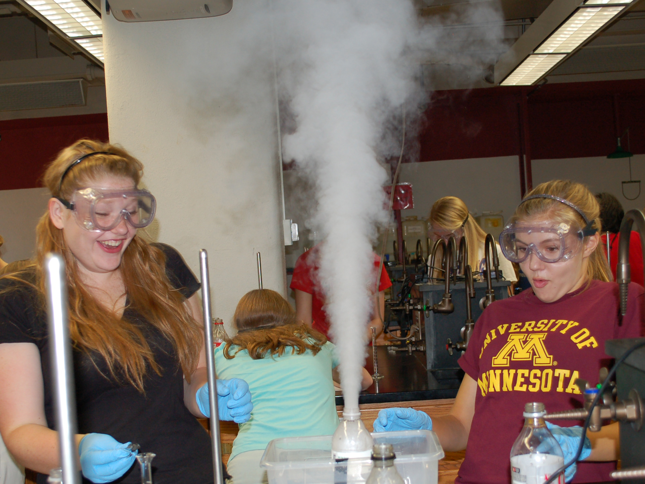 Female students in lab during ECEPS summer camp