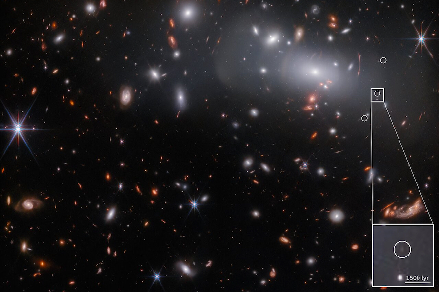 Image from James Webb Space Telescope showing a galaxy cluster