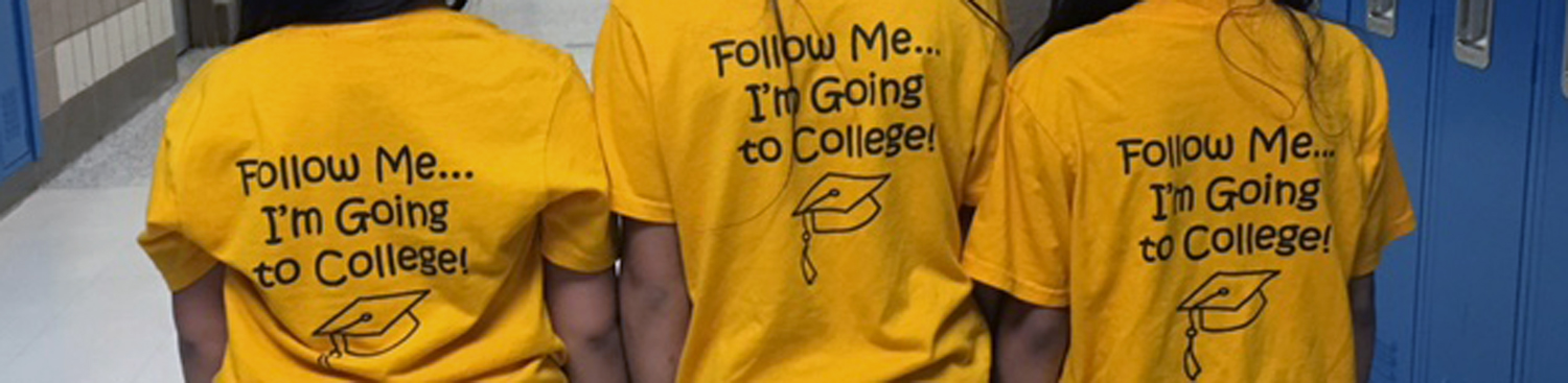 students going to Energy and U with Follow Me: I'm going to College t-shirts