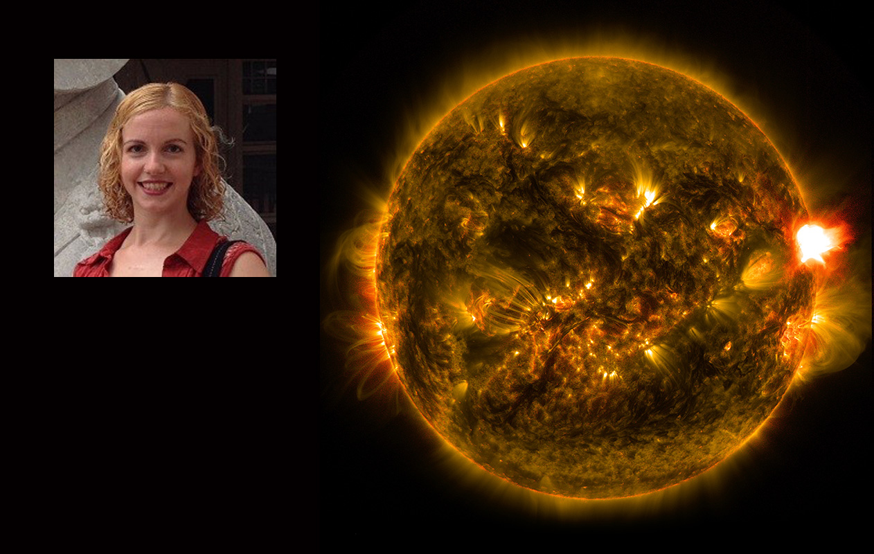 Lindsay Gelsener and the image of a solar flare.