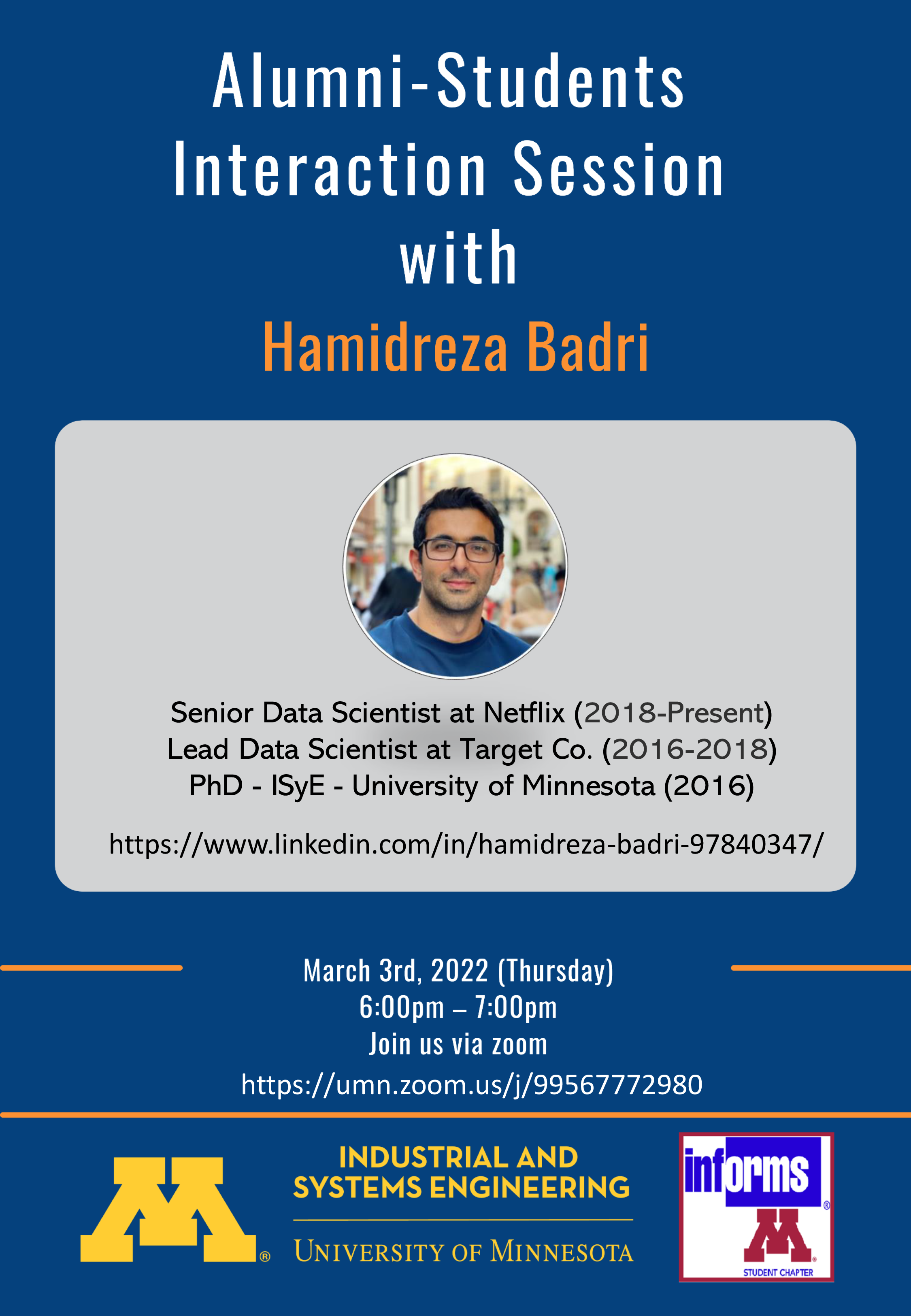 Hamidreza Badri Alumni Student event