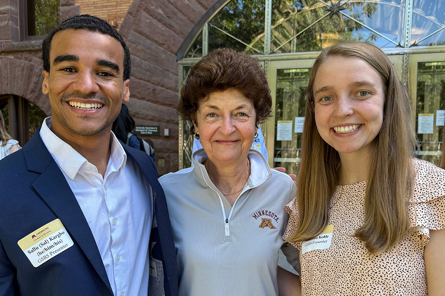 Françoise deRochefort Thompson with graduate students Sallu (Sal) Kargbo and MaKenna Koble.