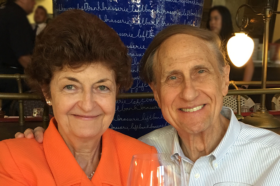 Thomas Allen Gregory and Françoise deRochefort Thompson at a celebratory dinner