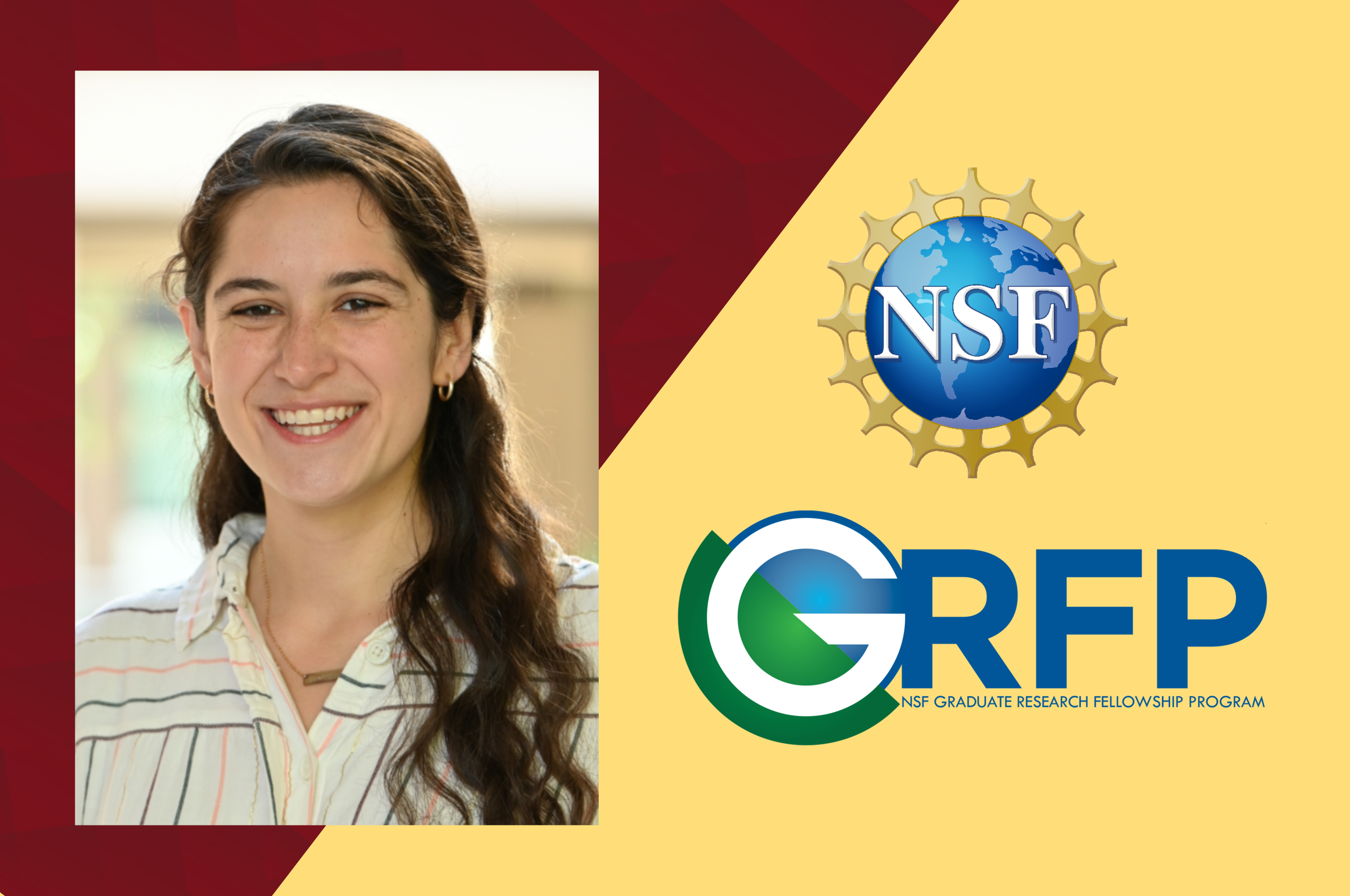 Headshot photograph of Marcella Manivel with NSF GRFP logo