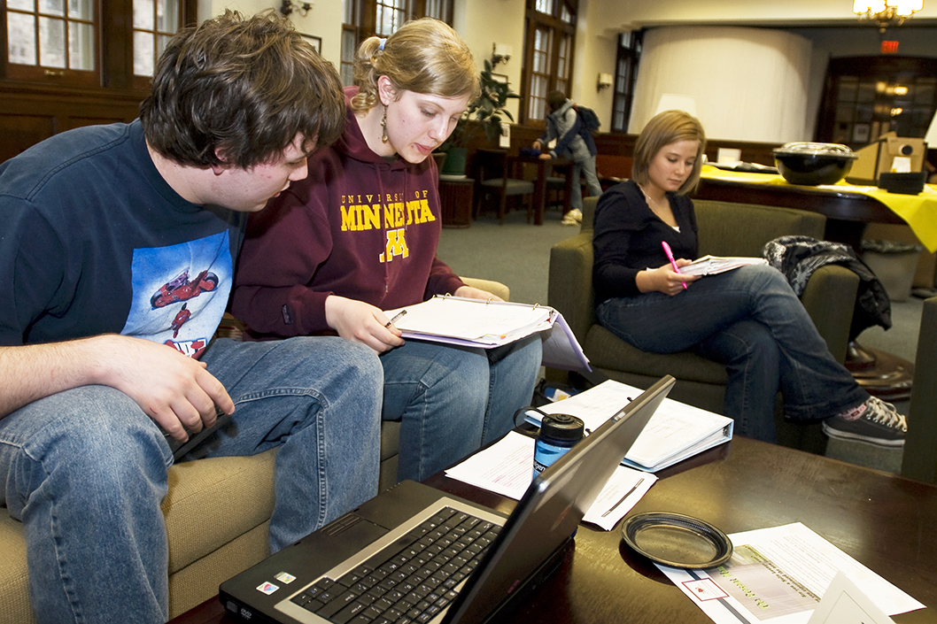 Group study in Nolte Lounge
