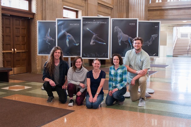 OSA students in front of one of their exhibits in the Northrop Lobby