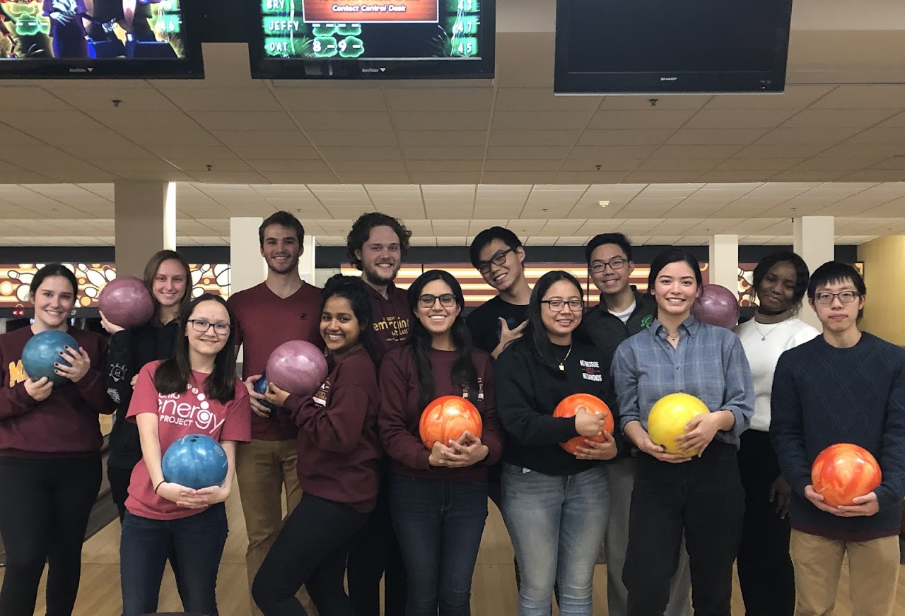 Group of students at bowling alley