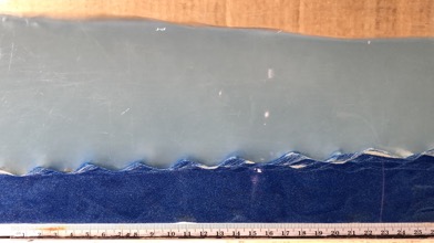 Sorting of olivine (white) and quartz (blue) sand under oscillatory flow. 