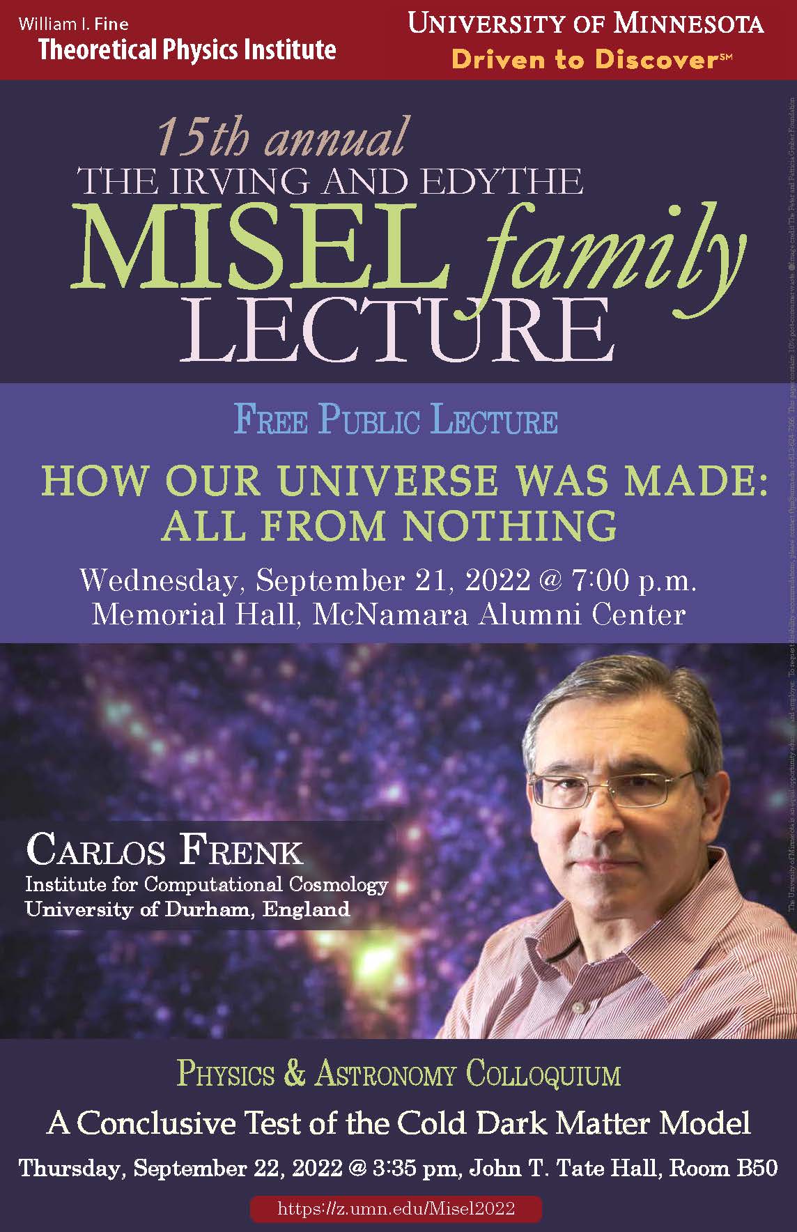 Carlos Frenk Misel Lecture 2022 poster