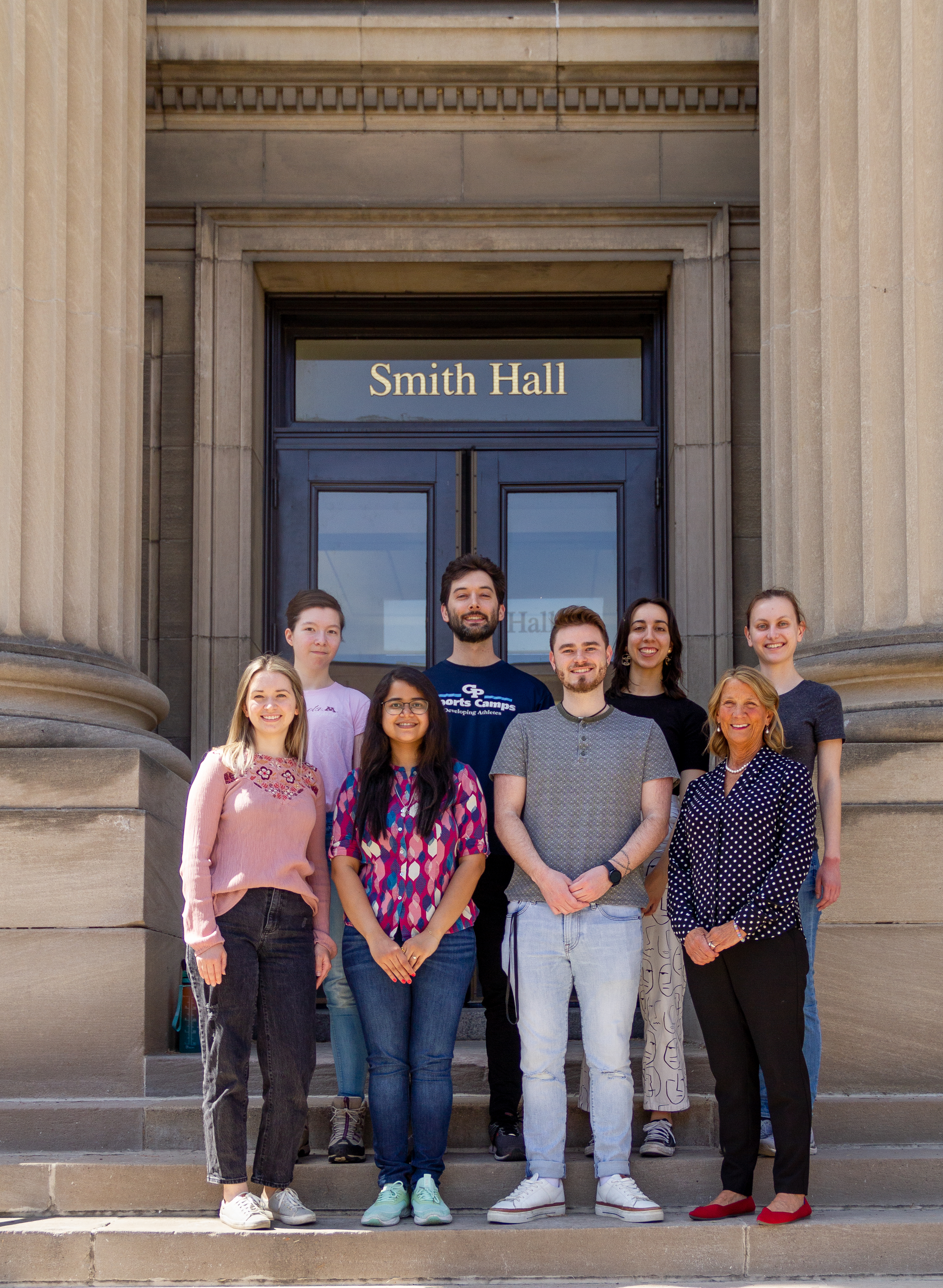 Photograph of the Sustainable and Green Chemistry Committee on the front steps of Smith Hall