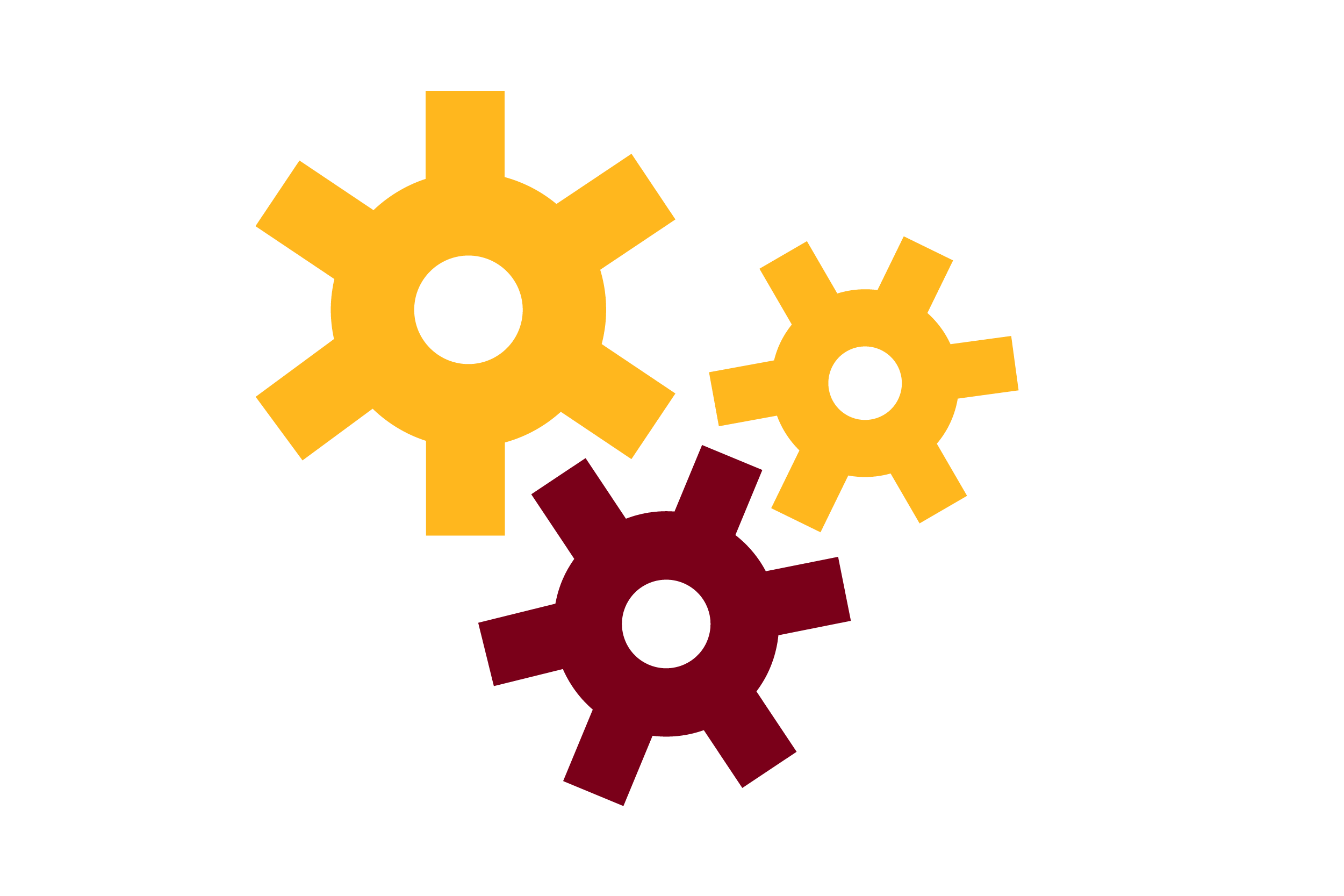 Maroon and gold gears illustration