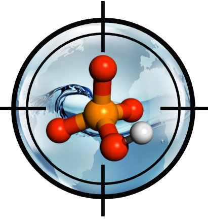 An illustration of a molecule in water