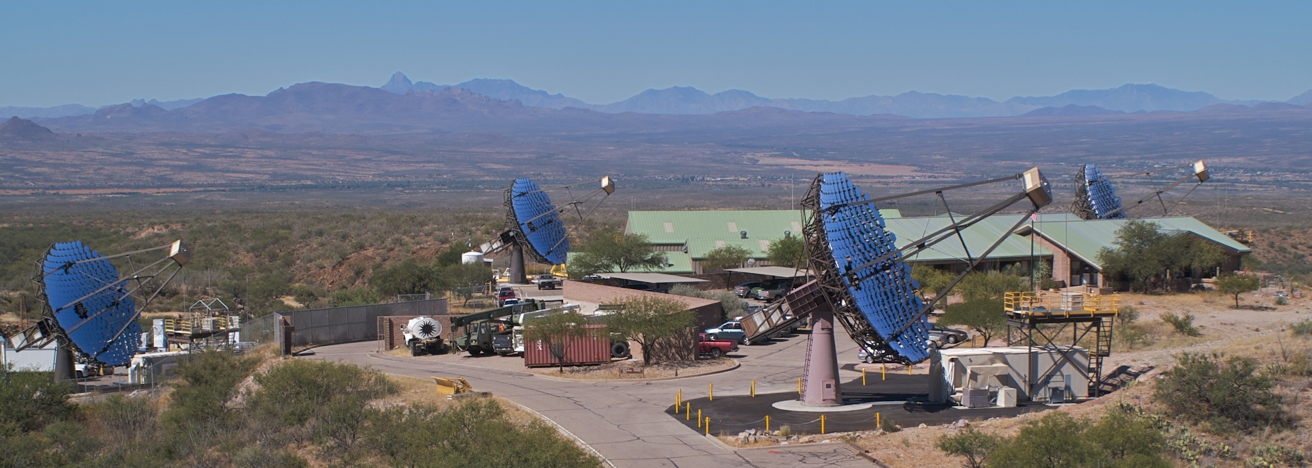 The VERITAS telescopes located at the Fred Lawrence Whipple Observatory base-camp in Arizona.