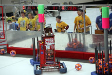 students watching robot competition in William's arena and Mariucci