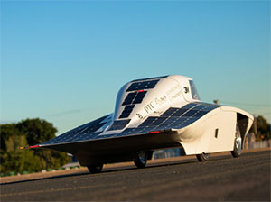 Solar car on the road
