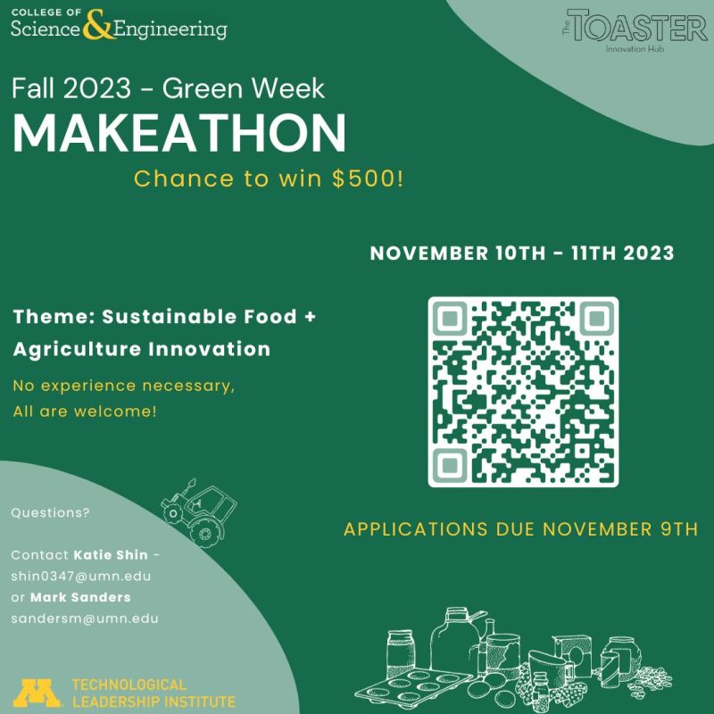 a flyer promoting the Makeathon with a QR code