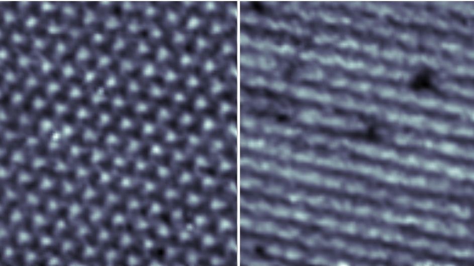 Two side by side images of graphene