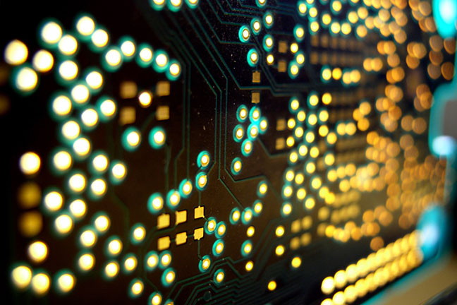 Close up photo of lights on a circuit board