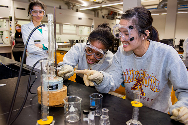 Girls in a chemistry lab