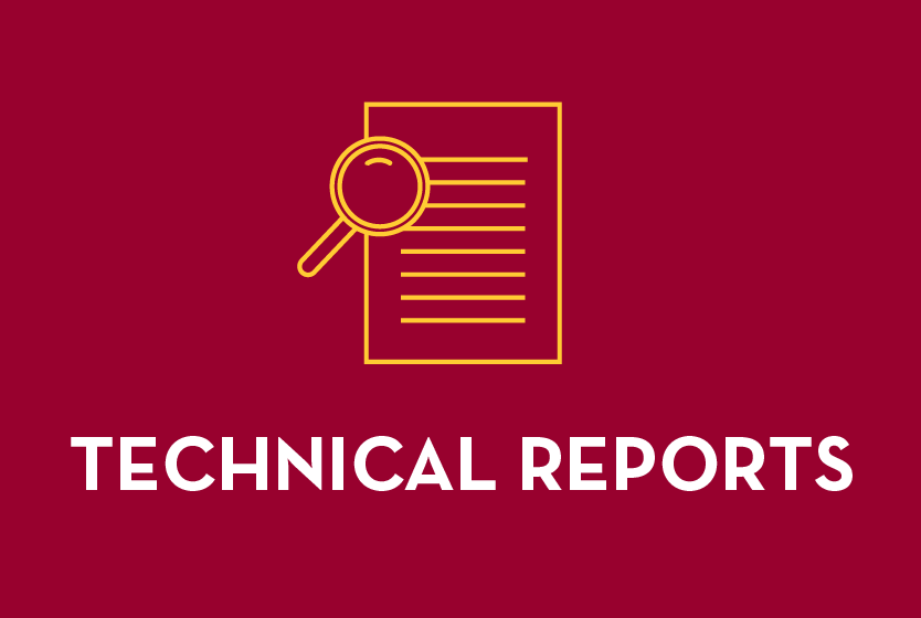Paper and magnifying glass icon saying Technical Reports