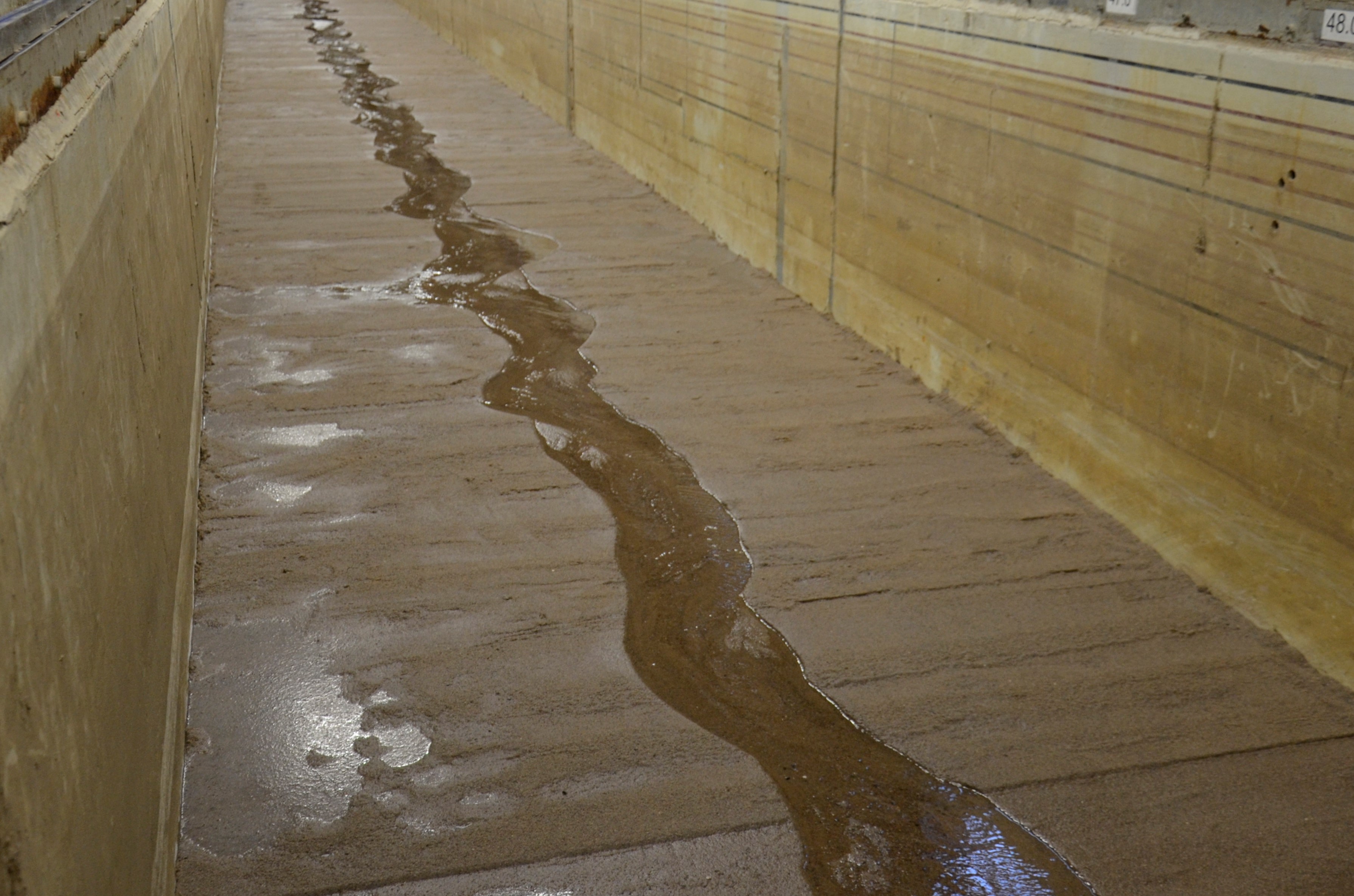 Photo of a braided channel in the SAFL main channel facility