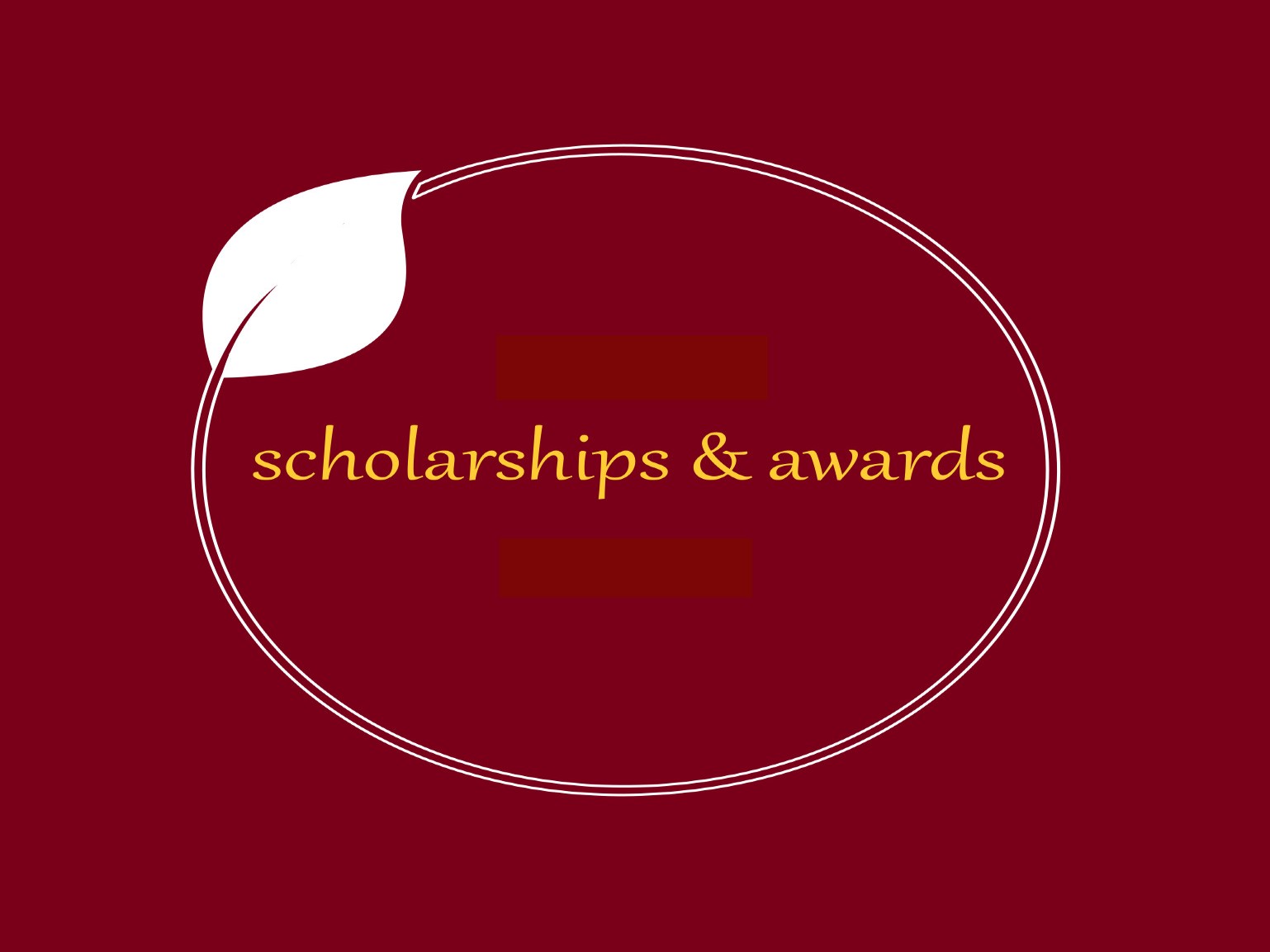 Marron background with the words "scholarships and Awards