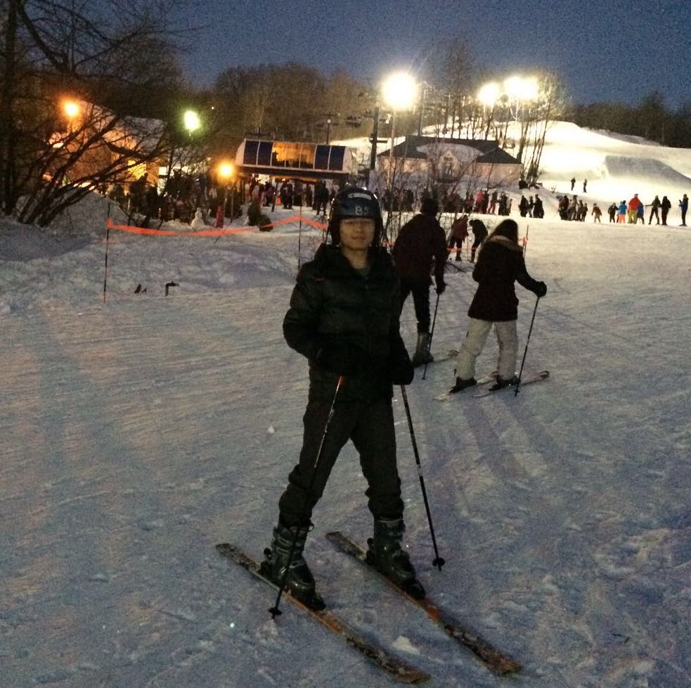 Shian Wang on the ski slopes