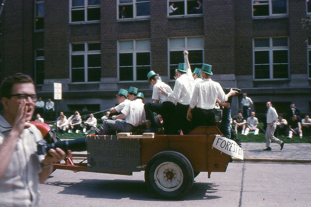 The forestry club rides in the parade in 1965