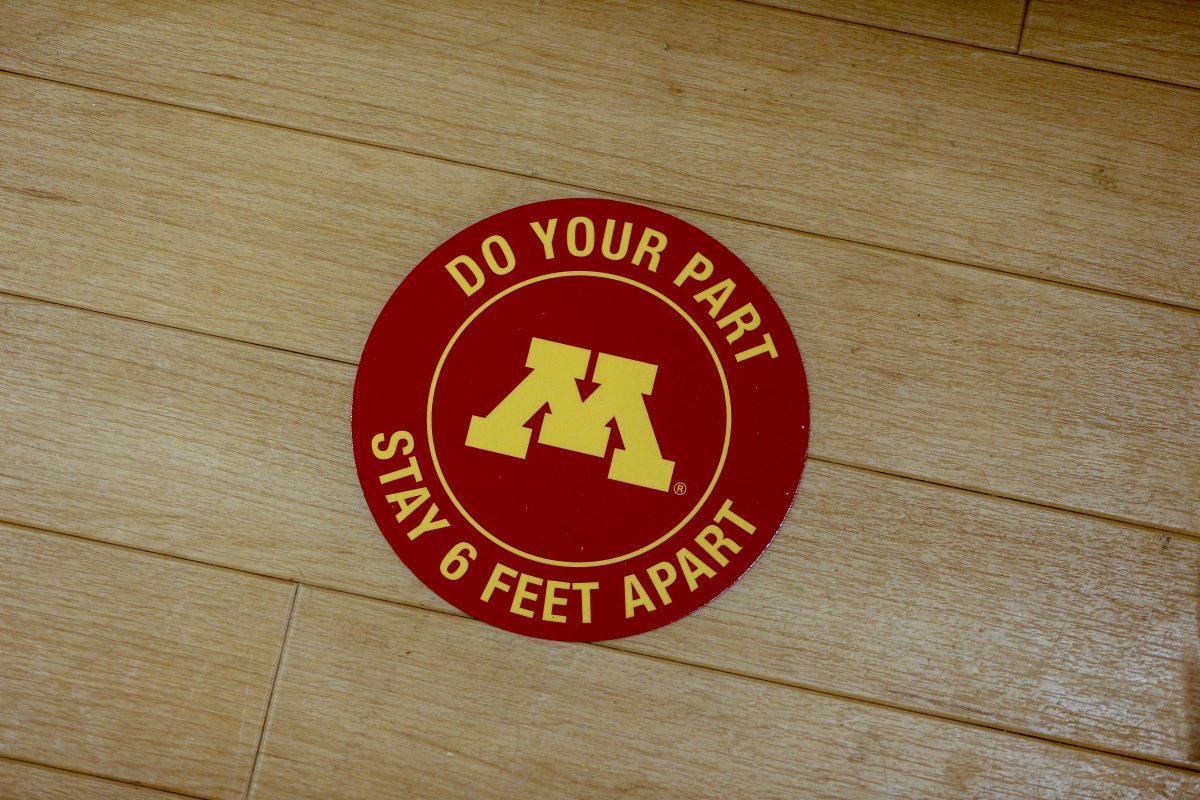 "Do your part, stay six feet apart" floor sticker