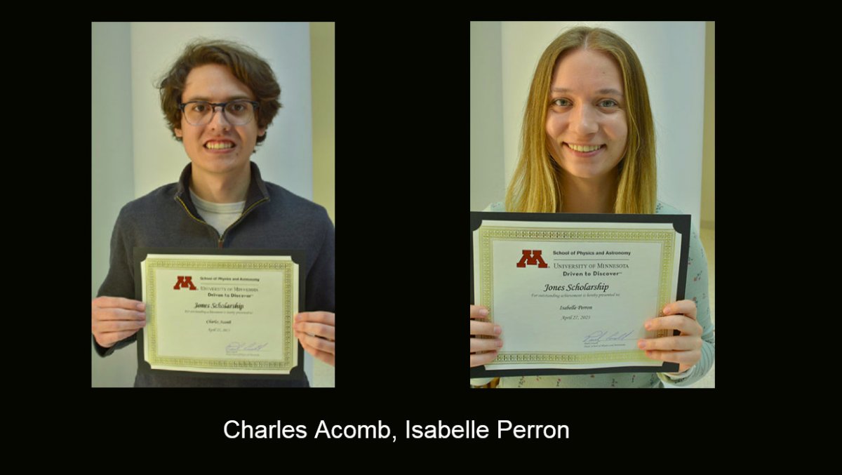 Charles Acomb, Isabelle Perron, Jones Scholarship recipients