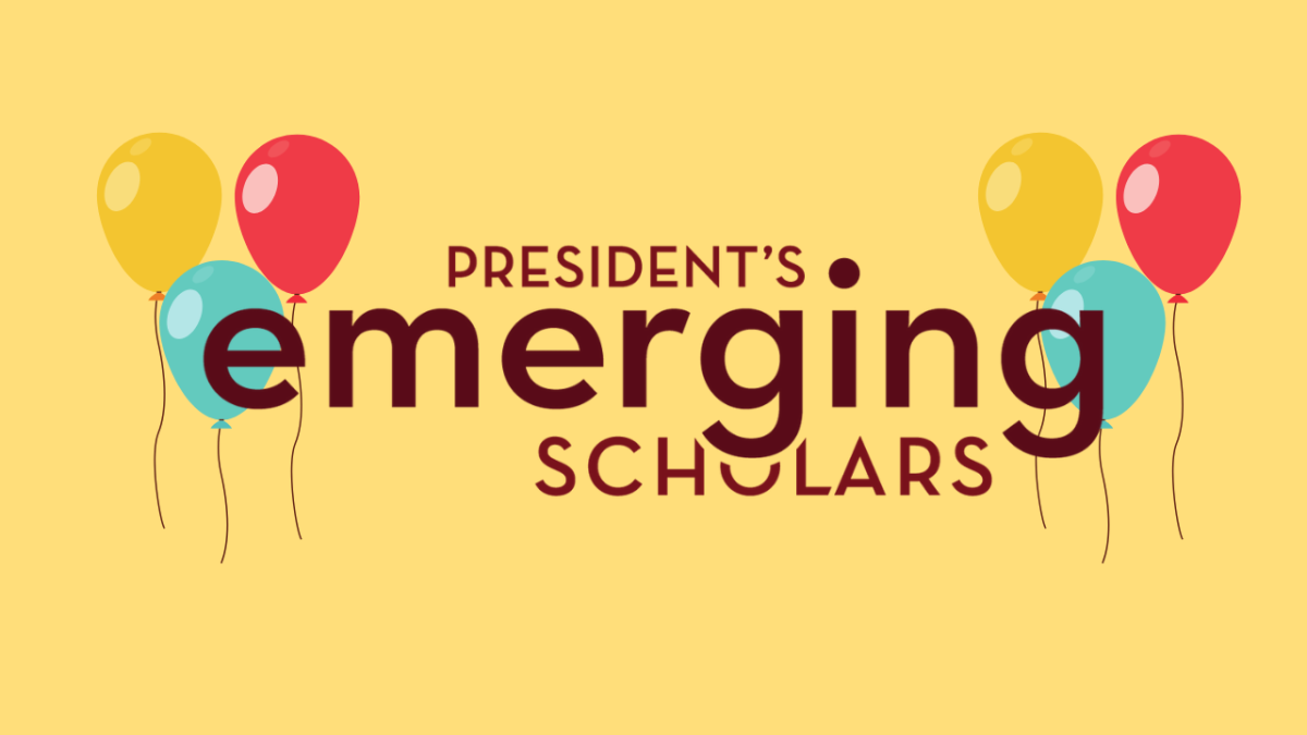 President's Emerging Scholars infographic with balloons