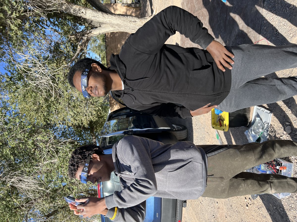 Seyon and Yoel observing the eclipse.