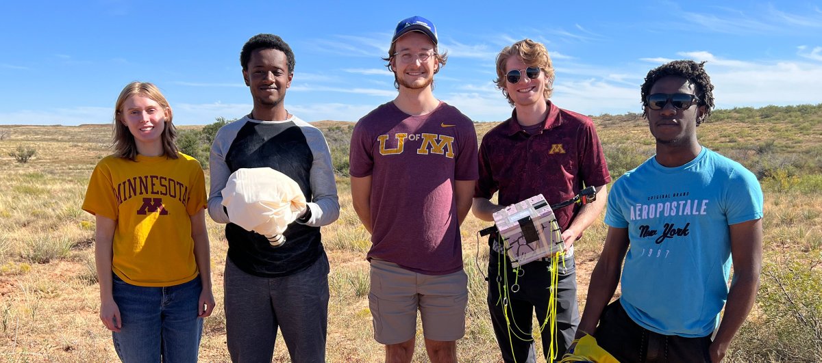 Members of the University of Minnesota Stratospheric Ballooning Team during launch in New Mexico.