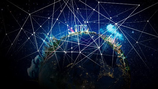 Network connecting places on earth