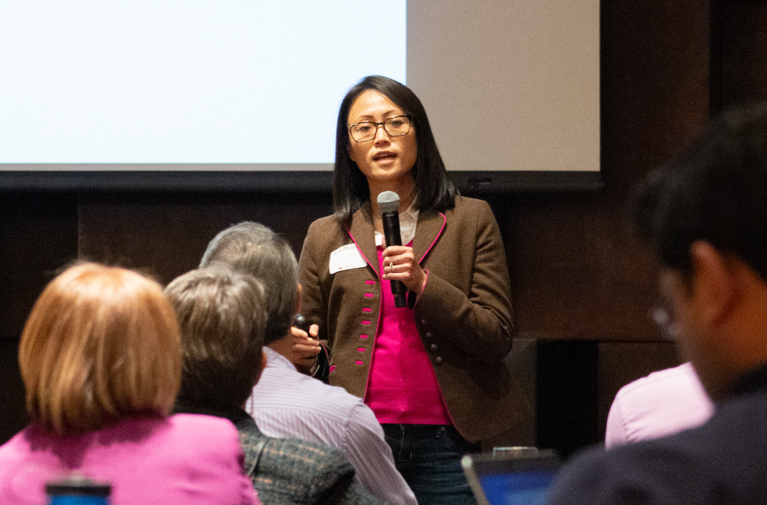 Anh Phillips, senior manager at Deloitte Consulting, addressing a crowd during a Technically Speaking event where she was a guest speaker on October 28, 2019
