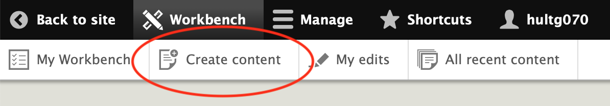 New create content button screenshot
