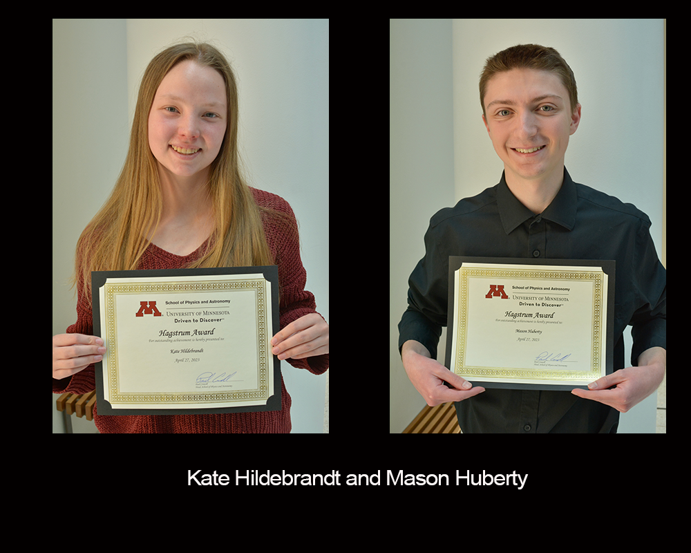 Kate Hildebrandt and Mason Huberty, Hagstrum Award recipients