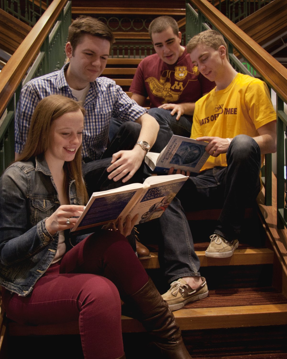 Students together on a staircase