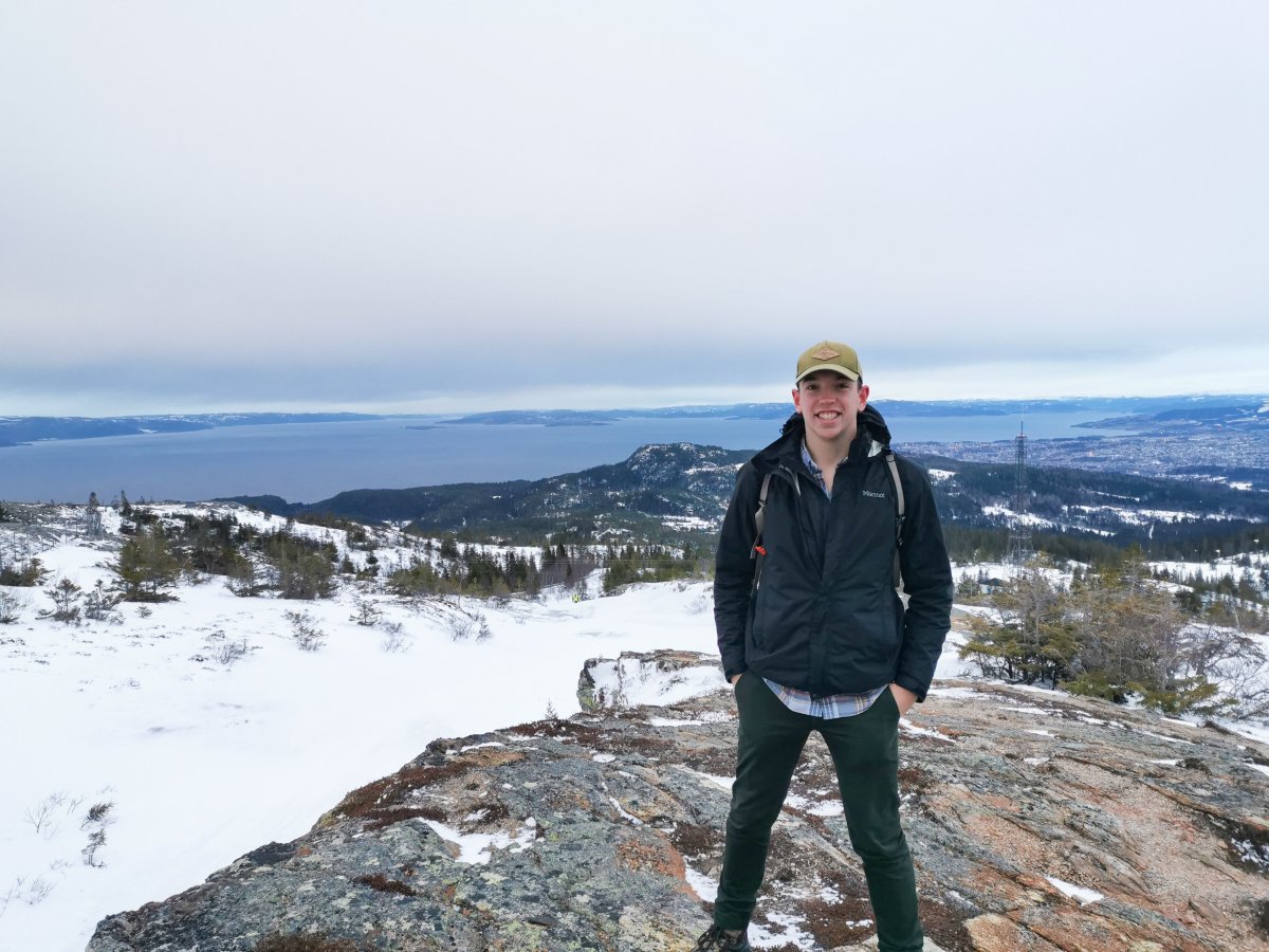 CSE student on a hike in Trondheim, Norway