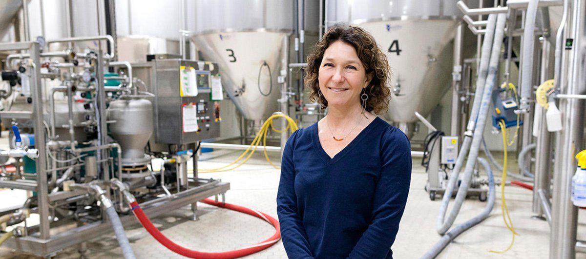 Image of CSE Professor Paige Novak in brewery.