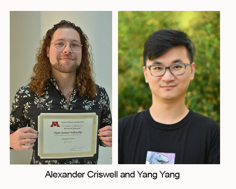 Alexander Criswell and Yang Yang, Pepin Fellowship recipients